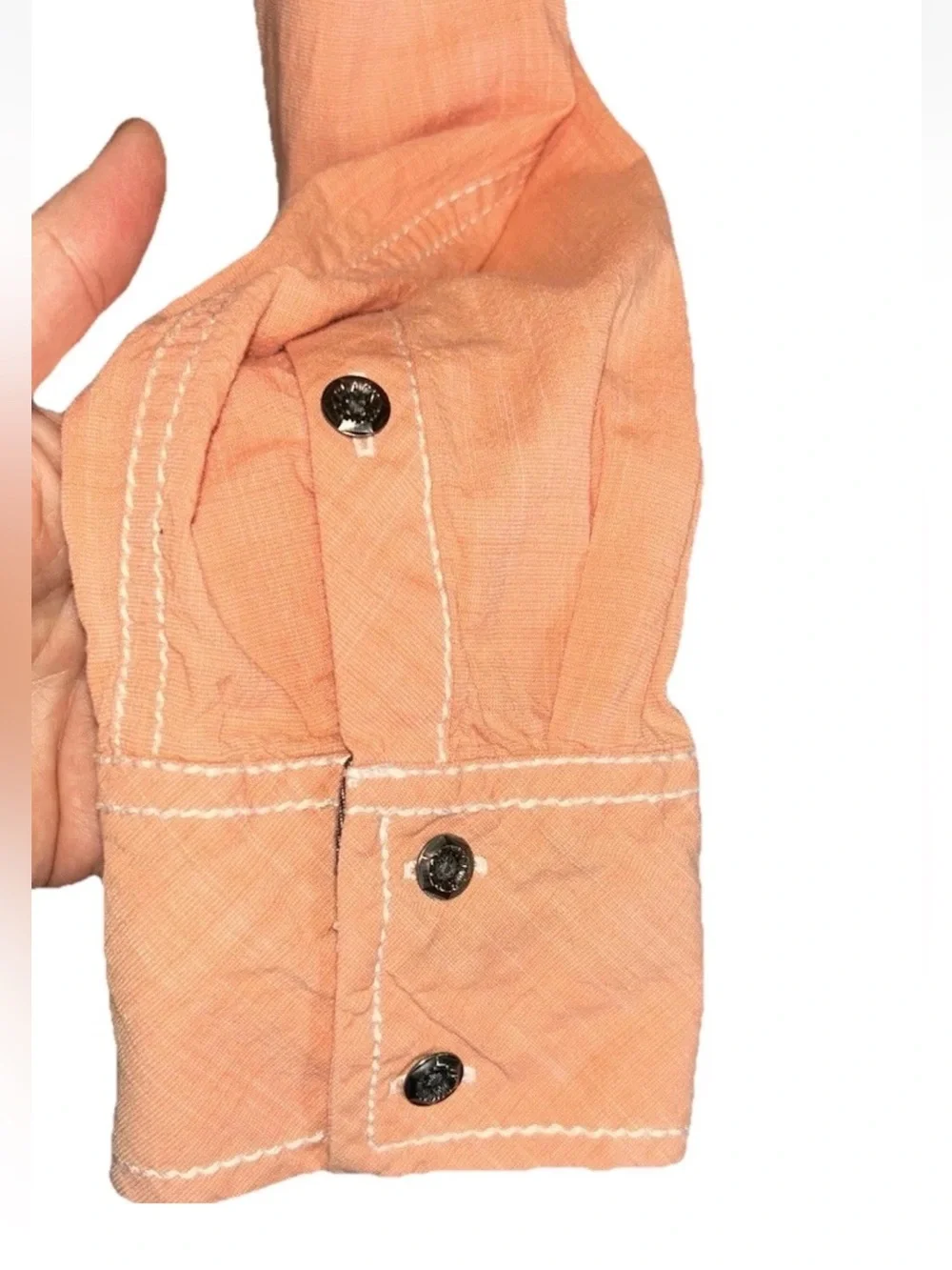Buckle Black Men's Western Pearl Snap Shirt Coral Peach Thick Stitch Standard Fi